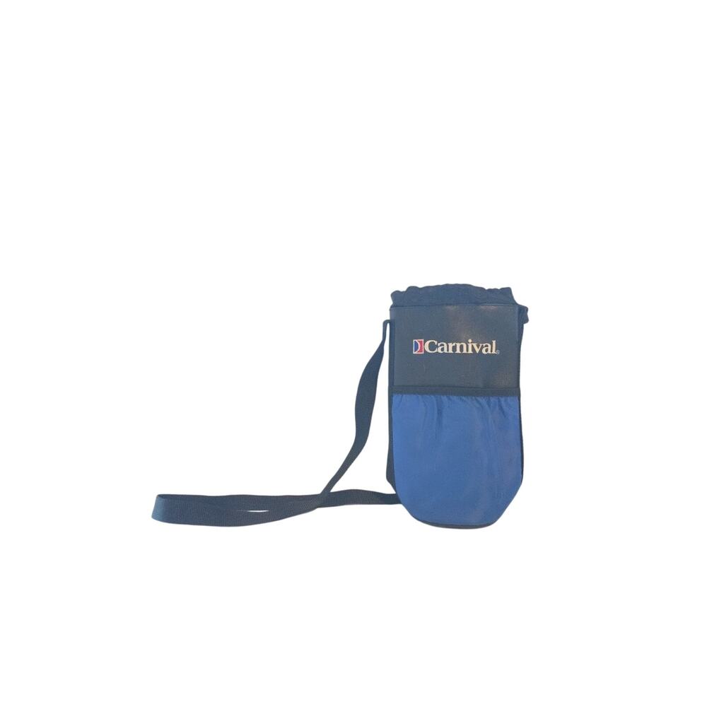 Carnival Cruise Lines Blue Insulated Water Bottle Bag Holder Cross Body Strap
